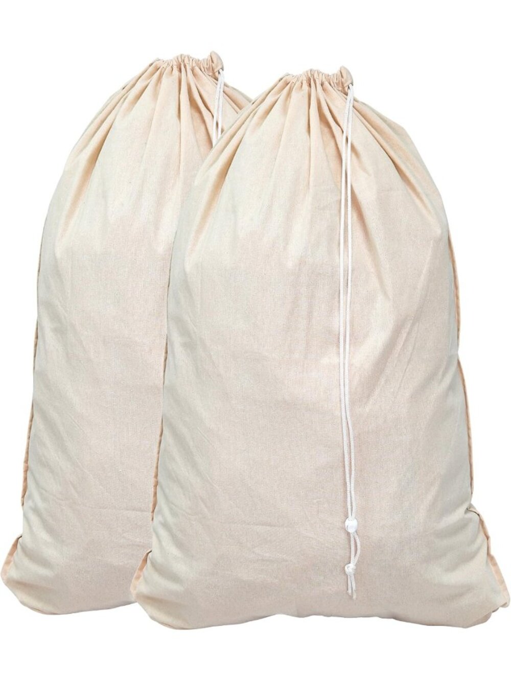 Extra Large Natural Cotton Laundry Bags, 28"x36", 2 Pack - Durable